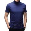 Ophestin Maglietta da Uomo a Manica Corta Dolcevita di Base Maglietta Intima Slim Fit Pullover in Cotone Top Termici Solidi Blu Reale, XL