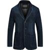 Generic Giacca da uomo in denim a 3 bottoni con fodera a righe Casual Business Blazer in denim tinta unita Gioventù sciolto Gioventù Lavato Jean, Marina Militare, 4XL