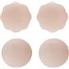 Meiyea Copri capezzoli riutilizzabili reggiseno invisibile, riutilizzabile copertura per capezzoli in tessuto silicone autoadesivo petali per capezzoli per seno rotondo e fiore,beige, Taglia unica