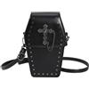 LYEAA Borsa a tracolla da donna gotica con teschio in stile cartone animato, borsa a tracolla con cerniera, tracolla regolabile, in pelle PU, borsa versatile per Halloween, Stile uno, nero