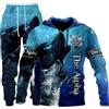 lFTEGUFKXS Tuta da jogging natalizia da uomo con lupo lion, felpa con cappuccio e pantaloni da uomo tiger, tuta sportiva da jogging, S2., L