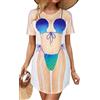 Gosunny Bikini T Shirt da donna Baggy Costume da bagno a maniche corte, vestito da spiaggia, Conchiglia blu, XXL