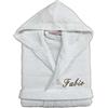 Cieffepi Home Collections SOLO MIO BASIC Accappatoio personalizzato unisex adulto con cappuccio in spugna di puro cotone (M, Bianco)