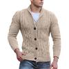 Generic Cardigan da uomo lavorato a maglia maglione spesso con scollo a V Button Down in cotone maglieria slim fit cavo lavorato a maglia maglione in cotone con tasche maglieria capispalla
