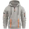 Voqeen Felpa Uomo con Cappuccio Quarto di Zip Coulisse Felpe in Pile Manica Lunga Hoodie Causale Loose Fit 1/4 Zip Sport Tracksuit Top con Tasche A Canguro