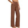 Generico Pantaloni Donna Estivi In Cotone - E Lino Eleganti Elastico Vita Alta Pantaloni Donna Larghi Curvy Leggeri E Comodi a Gamba Larga Casual Yoga Pantalone Gamba Dritta Con Tasche Per Busine Ufficio