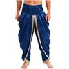 YEAHDOR Costume da Uomo Arabo Oriente Sultano Sceicco Olio Principe Pantaoni Lunghi in Raso Pantaloni alla Zuava Indiano Harem Pants Blu Scuro M