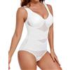 UMIPUBO Body Contenitivo Modellante Donna Pancia Piatta Shapewear Bodysuit Body Mesh Shapewear Dimagrante Intimo Snellente Shaper V Collare Sexy Bustier Spallacci Larghi (Bianco, M)