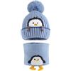 MASOCIO Set Cappello e Sciarpa Neonato Bambino Invernale Cappellino Scaldacollo Neonata Bambina Bimbo Bimba Caldo 2 Berretti Berretto PON PON 6 12 18 Mesi Cuffia Ragazzo 1-3 Anni Blu
