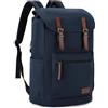 VASCHY Zaino Università Vintage Casual per Uomo e Donna, Scuola Superiore, Viaggio, Mare, Trekking, Campeggio - Zainetto in Pelle Blu Navy