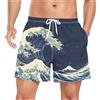 Wzzzsun Onda del Mare Giapponese Kanagawa Costume da Bagno Uomo Pantaloncini da Surf Asciugatura Veloce Costumi Spiaggia Calzoncini