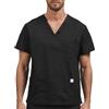 JONATHAN UNIFORM Casacca Medico Uomo Divisa OSS 3 Tasche Manica Corta, Scollo V Casacca Sanitaria Uomo Tuta Ospedaliera Cotone (Nero, S)