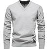 Generic Maglioni da uomo con scollo a V - Maglione lavorato a maglia leggero e aderente, morbido e caldo per l'inverno a maniche lunghe, pullover comodo a tinta unita per uomo, Grigio, XL