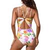 CUPSHE, Costume da bagno intero da donna, con scollo a V, controllo della pancia, doppie cinghie regolabili, con cout-out sul retro e anello O-ring, XL