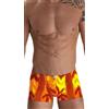 EROS VENEZIANI Boxer da Mare con Patta Anatomica, Fantasia Fiammette Arancio Fluo, Made in Italy, 7136LXL