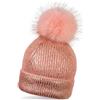 styleBREAKER Caldo Berretto con PON PON in Maglia Metallizzata e PON-PON Removibile in Pelliccia Sintetica, Berretto Invernale con PON-PON di Pelliccia, da Donna 04024138, Colore:Rosa