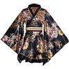Generic Costume da Kimono Corto Sexy per Donna Adulto Giapponese Yukata con Stampe Geisha, Abito Elegante con Cintura Obi, One Size