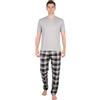Gaffer Pigiama da uomo con pantaloni a maniche corte a quadri intrecciati, Grey - Pjamaset-21, L