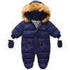 Geagodelia Tuta da Neve Neonati Cappotto Invernale da Bambini Tuta da Bambino Tuta con Cappuccio con Cerniera Pagliaccetto con Stivaletti e Guanti (Blu, 6-9 mesi)