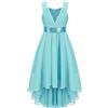 Alvivi Vestito Elegante da Ragazza Senza Maniche Festa Cerimonia Matrimonio Damigella Hi-Lo Abiti da Sposa Comunione Cocktail Prom Abiti Estivi per Bambine 4-16 Anni Turchese A 11-12 Anni