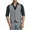 HISDERN Gilet da Uomo Tweed Elegante Abito Gilet Lana Formale Matrimonio Gilet Senza Maniche Gilets per Uomo Grigio XS