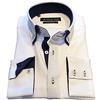 MrDoubleCollar Camicia Oxford bianca da uomo di design italiano elegante casual formale blu navy doppio colletto manica lunga Oxford camicia