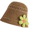Ldabrye Cappelli da pescatore cappelli da spiaggia di paglia da donna floppy estivi per cappelli da sole cappelli a secchiello cappello da pescatore, cachi, Taglia unica