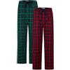 GLOBAL Pantaloni pigiama da uomo 100% flanella di cotone Rosso a Scacchi Verde a Scacchi M