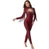 TiaoBug Tuta Intera da Pattinaggio Artistico Donna Body Danza Classica Ginnastica Ritmica Jumpsuit Sportiva da Balletto Allenamento Tutina Bodysuit con Nappe Strass Dancewear Borgogna L