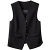 Judy1980 Gilet da donna, senza maniche, elegante e sottile, per lavoro e ufficio, stile retrò, scollo a V, colore nero, L, Nero
