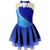 Agoky Vestito da Danza Classica Bambina Strass Abito da Pattinaggio Artistico Leotards Costume da Danza Classica Stage Performance Dancewear Blu Scuro 15-16 Anni