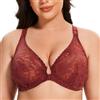 MELENECA Reggiseno da Donna con Ferretto in Pizzo Scollato sul Davanti Chiuso da Donna Cabernet Red 6D