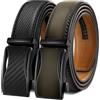 KEMISANT Cintura Uomo 2 Pezzi, Cintura Uomo Pelle Cricchetto Automatica Fibbia 35mm,Trim Regolabile per Adattars(Nero/olmo,120cm/34-40 vita regolabile)