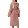 Generic Vestaglia lunga da donna con cappuccio, in pile con orsetto, rosa, M