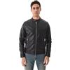 Ciabalù Giubbotto Uomo Simil Pelle Primaverile Slim Fit Nero Giacca Biker Ecopelle Zip Collo Coreana Bottoni Pressione Tasche con Zip Casual Moto Uomo (IT, Testo, XL, Regular, Regular, Nero)