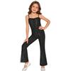 Linyuir Kinder Jumpsuit Per Bambini E Bambina Tuta Intera Jogger Completo Pantaloni Lunghi Costume Lucido Halloween Natale Carnevale Nero 9-10 anni