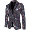 YOSUWOAI Pailletten Giacca da uomo sportiva con un bottone, giacca da lavoro Regular Fit, business jacket, giacca per feste, costume da party, giacca da uomo scintillante, anni 70/80, blazer per club