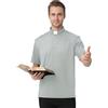 ANDHOM Polo da uomo a maniche corte con colletto a linguetta del clero, camicia da predicatore, grigio chiaro, XL