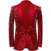 Generic Giacca con paillettes da uomo verde, blazer da uomo, sportiva, elegante, con paillettes, blazer con brillantini, slim fit, da sposa, a maniche lunghe, per giacca da uomo