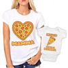 Puzzletee - Coppia Maglietta e Body Festa della Mamma - T-Shirt Donna e Tutina Neonato in Cotone, Leggere e Traspiranti - Stampa Resistente - Idea Regalo Speciale - (Pizza, Bianco)