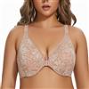 MELENECA Reggiseno da Donna con Ferretto in Pizzo Scollato sul Davanti Chiuso da Donna Beige 7F