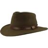 Hut Breiter Breiter Cappello in Feltro da Trekking 100% Lana Fedora Pieghevole e Impermeabile Cinturino in Similpelle - Oliva 54