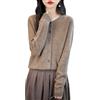 Chanyarn Cardigan Girocollo da Donna 100% Lana Merino Primavera Maniche Lunghe Senza Cuciture Maglia Cardigan Maglione