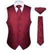 HISDERN Set di gilet e cravatta jacquard floreali classici da uomo in paisley floreale e tasca quadrata
