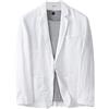GIBZ Blazer Uomo Casual Lino Tempo Libero Leggera Giacca Giacche da Abito Primavera Estate Revers a Righe con Un Bottone Bianco 3XL