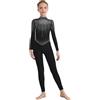 Agoky Tuta Intera da Pattinaggio Artistico Bambina Maniche Lunghe con Strass Body Danza Classica Balletto in Rete Trasparente Leotard da Ginnastica Yoga Jumpsuit B Nero 15-16 anni
