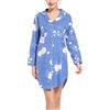 CHUNG Camicia da notte da donna a maniche lunghe con bottoni a quadri camicia da notte scozzese pigiama flanella cotone, Peonia blu., S