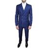 Mat Sartoriale Abito Cerimonia Uomo Sartoriale Completo Blu Doppiopetto Slim Fit Taglia da 46 a 60