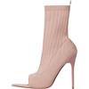 Generic Stivaletti da donna estivi con dita aperte, con tacchi alti, a spillo, per centesimi, stivali alti, sexy, traspiranti, beige., 40 EU