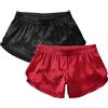 Amy Coulee Boxer sexy da uomo con spacco laterale sospensorio intimo boxer in raso seta boxer slip leggero pigiama pantaloncini, nero e rosso, XL